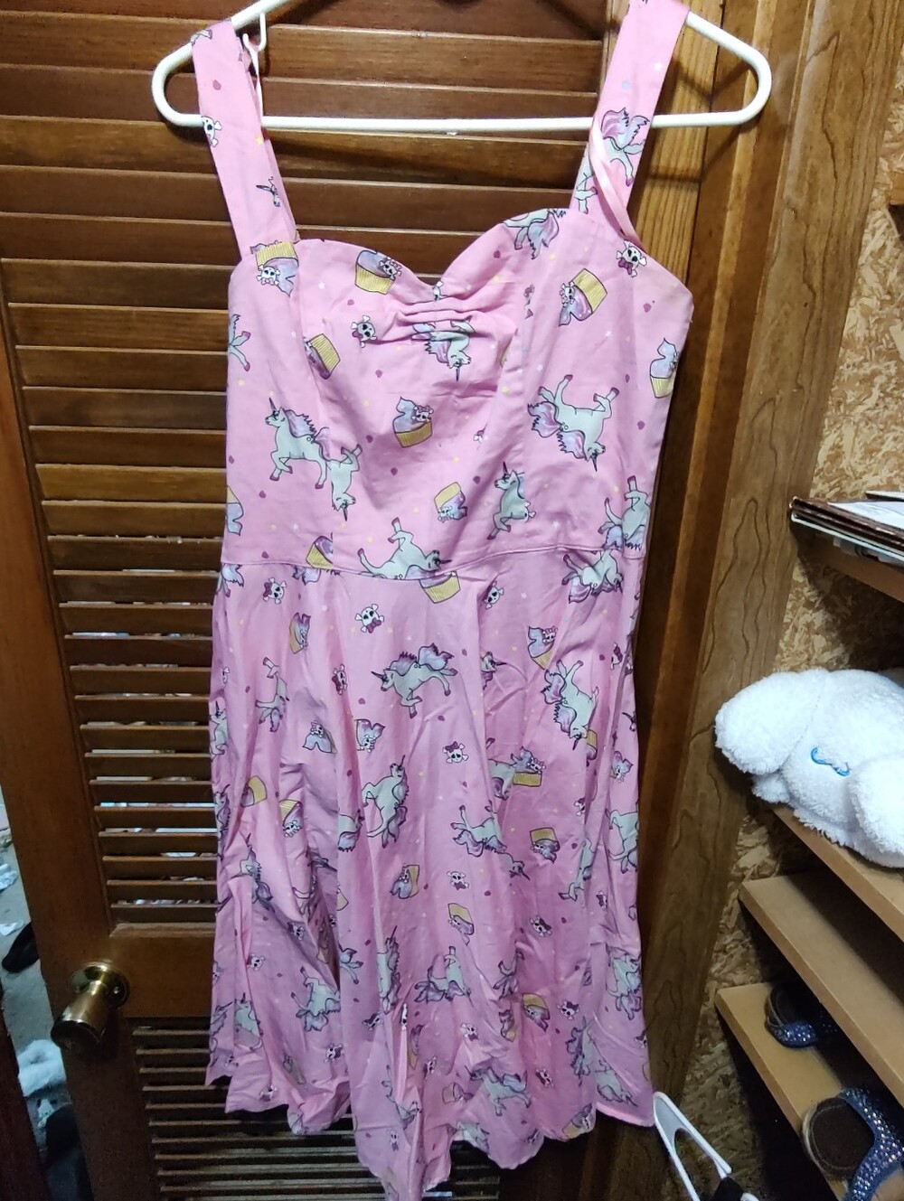 Pink Hell Bunny Pastel Grunge Printed Pink Dress Sweetheart Neckline Size Large